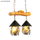 GobekUsa Farmhouse Black Hanging Lamp for Restaurant Island Lighting with 3 Lights, Cylinder White Fabric/Clear Glass Shade