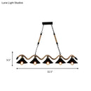 GobekUsa Black Metal & Rope Pendant Light - Farmhouse Style with Wavy Conic Design, 3/5 Bulbs