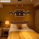 GobekUsa Black Metal & Rope Pendant Light - Farmhouse Style with Wavy Conic Design, 3/5 Bulbs