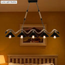 GobekUsa Black Metal & Rope Pendant Light - Farmhouse Style with Wavy Conic Design, 3/5 Bulbs