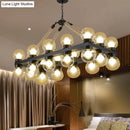 GobekUsa Farmhouse Black Pendant Light with 24 Cognac Glass Hanging Island Lights for Dining Room