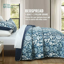 GobekUsa Blue Floral Quilted Bedding Set - Farmhouse Style All Seasons - 3 Piece