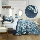 GobekUsa Blue Floral Quilted Bedding Set - Farmhouse Style All Seasons - 3 Piece