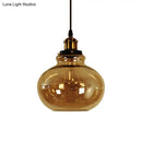GobekUsa Farmhouse Brass Pendant Ceiling Light - Amber Glass Hanging Lamp - 1 Light Globe - Indoor Use