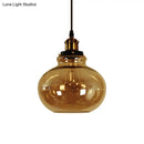 GobekUsa Farmhouse Brass Pendant Ceiling Light - Amber Glass Hanging Lamp - 1 Light Globe - Indoor Use