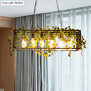 GobekUsa Farmhouse Style Bronze Wrought Iron Hanging Lamp with 6 Lights - Perfect for Restaurants
