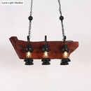 GobekUsa Farmhouse Brown Lantern Pendant Lamp with Clear Glass and Multiple Wood Arm Designs - Island Light with 2/6/8 Lights