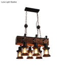 GobekUsa Farmhouse Ceiling Pendant Light - Clear Glass & Brown Island Lamp Lantern with Wood Block Top - 6 Lights"

Note: It is important to strike a balance between an effective product title for SEO purposes and including key descriptive details.