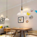 GobekUsa Farmhouse Clear Glass Brass Pendant Light - Barn Dining Room Hanging Fixture