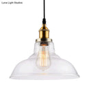 GobekUsa Farmhouse Clear Glass Brass Pendant Light - Barn Dining Room Hanging Fixture