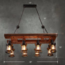 GobekUsa Farmhouse Clear Glass Lantern Island Lighting Fixture with 8 Wood Lights