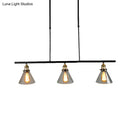 GobekUsa Farmhouse Cone Shade Pendant 3-Light Clear Glass Island Lamp in Black - Ideal for Dining Room