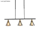GobekUsa Farmhouse Cone Shade Pendant 3-Light Clear Glass Island Lamp in Black - Ideal for Dining Room