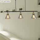 GobekUsa Farmhouse Cone Shade Pendant 3-Light Clear Glass Island Lamp in Black - Ideal for Dining Room
