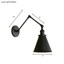 GobekUsa Farmhouse Cone Wall Sconce - Black/Rust Iron Lighting Fixture for Bedroom