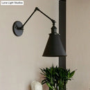 GobekUsa Farmhouse Cone Wall Sconce - Black/Rust Iron Lighting Fixture for Bedroom