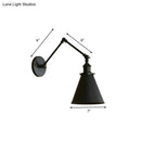 GobekUsa Farmhouse Cone Wall Sconce - Black/Rust Iron Lighting Fixture for Bedroom