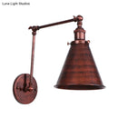 GobekUsa Farmhouse Cone Wall Sconce - Black/Rust Iron Lighting Fixture for Bedroom