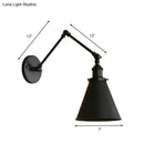 GobekUsa Farmhouse Cone Wall Sconce - Black/Rust Iron Lighting Fixture for Bedroom