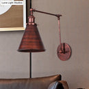 GobekUsa Farmhouse Cone Wall Sconce - Black/Rust Iron Lighting Fixture for Bedroom