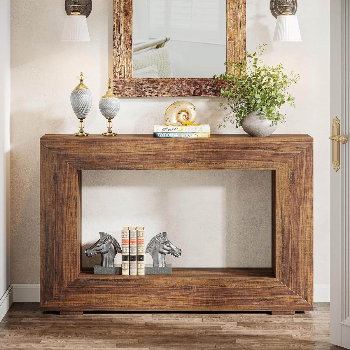 Farmhouse Console Table, 47" Rustic Wood Entryway Sofa Table with Storage, photo 3 of 7