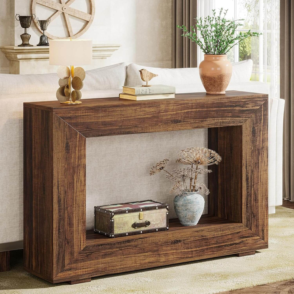 Farmhouse Console Table, 47" Rustic Wood Entryway Sofa Table with Storage, photo 4 of 7
