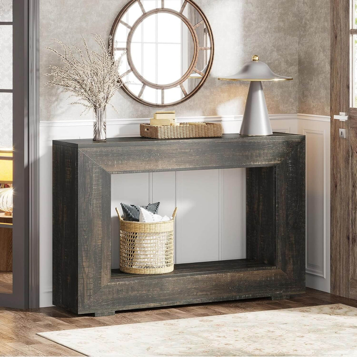 Farmhouse Console Table, 47" Rustic Wood Entryway Sofa Table with Storage, photo 6 of 7