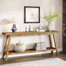 Farmhouse Console Table, 70.9" Entryway Table 2-Tier Sofa Table
