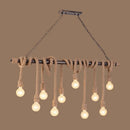 GobekUsa Farmhouse Exposed Bulb Pendant Light with Wood Hemp Rope - Ideal for Restaurants