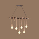 GobekUsa Farmhouse Exposed Bulb Pendant Light with Wood Hemp Rope - Ideal for Restaurants