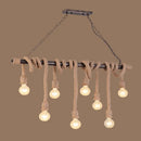 GobekUsa Farmhouse Exposed Bulb Pendant Light with Wood Hemp Rope - Ideal for Restaurants