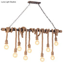 GobekUsa Farmhouse Exposed Bulb Pendant Light with Wood Hemp Rope - Ideal for Restaurants
