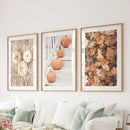 Cozy Fall Wall Art Set of 3. Pumpkins and Autumn Leaves by Wall Art Set