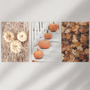 Cozy Fall Wall Art Set of 3. Pumpkins and Autumn Leaves by Wall Art Set