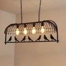 GobekUsa Farmhouse Metal Black Finish Birdcage Kitchen Island Suspension Light Fixture