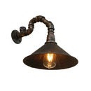 GobekUsa Farmhouse Style Antique Brass Wall Sconce with Metallic Cone & Pipe - 1 Head Dining Room Lighting