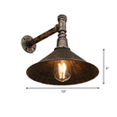 GobekUsa Farmhouse Style Antique Brass Wall Sconce with Metallic Cone & Pipe - 1 Head Dining Room Lighting