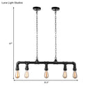 GobekUsa Farmhouse Style Linear Island Pendant Light with 5 Pipes in Black Metal