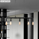 GobekUsa Farmhouse Style Linear Island Pendant Light with 5 Pipes in Black Metal
