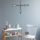 GobekUsa Farmhouse Style Smoke Gray/Blue Bottle Ceiling Lighting - Glass Hanging Lamp (3/4/5 Lights) in Aged Silver/Black