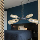 GobekUsa Farmhouse Style Smoke Gray/Blue Bottle Ceiling Lighting - Glass Hanging Lamp (3/4/5 Lights) in Aged Silver/Black
