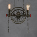 GobekUsa Farmhouse Style Wheel Design Island Light in Bronze with Open Bulb Lights - 2/4 Lights Metallic Fixture