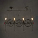 GobekUsa Farmhouse Style Wheel Design Island Light in Bronze with Open Bulb Lights - 2/4 Lights Metallic Fixture