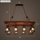GobekUsa Farmhouse Clear Glass Lantern Island Lighting Fixture with 8 Wood Lights
