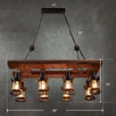 GobekUsa Farmhouse Clear Glass Lantern Island Lighting Fixture with 8 Wood Lights