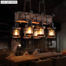 GobekUsa Farmhouse Ceiling Pendant Light - Clear Glass & Brown Island Lamp Lantern with Wood Block Top - 6 Lights"

Note: It is important to strike a balance between an effective product title for SEO purposes and including key descriptive details.