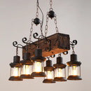 GobekUsa Farmhouse Ceiling Pendant Light - Clear Glass & Brown Island Lamp Lantern with Wood Block Top - 6 Lights"

Note: It is important to strike a balance between an effective product title for SEO purposes and including key descriptive details.