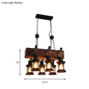 GobekUsa Farmhouse Ceiling Pendant Light - Clear Glass & Brown Island Lamp Lantern with Wood Block Top - 6 Lights"

Note: It is important to strike a balance between an effective product title for SEO purposes and including key descriptive details.