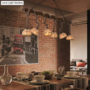 GobekUsa Farmhouse Wood Bowl Shade Pendant Lighting with 6 Fabric Island Lights for Restaurants