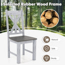 Farmhouse Chair Set of 2 with Rubber Wood Frame and Elegant Hollowed Backrest-Gray